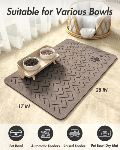 Miniatura 7 de MontVoo - Tapete Absorbente para Alimentación de Mascotas - Sin Manchas, Tapete de Secado Rápido para Perros para Tazones de Comida y Agua - Tapete