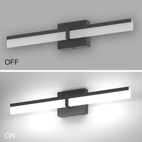 Miniatura 5 de Tipace Lámparas de baño negras de 24 pulgadas, luces LED modernas sobre espejo (luz blanca, 6000 K)