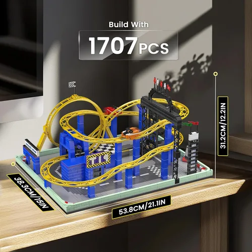 Miniatura 5 de Mould King 11020 Whirlwind Coaster - Juego de construcción de montaña rusa, 1707 piezas, modelo de montaña rusa, kit de construcción motorizado