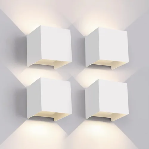 Miniatura 10 de Mille Lucciole Paquete de 2 lámparas de pared para exteriores de 12 W, para exteriores e interiores, apliques de pared LED blancos modernos, IP65