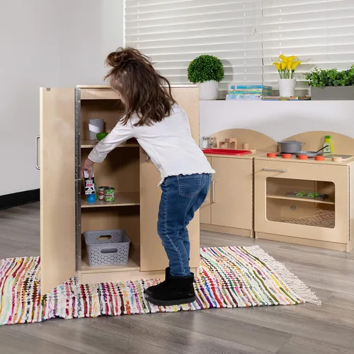 Miniatura 2 de Flash Furniture Hercules - Refrigerador de cocina de madera para niños para uso comercial o doméstico, seguro, diseño apto para niños, natural