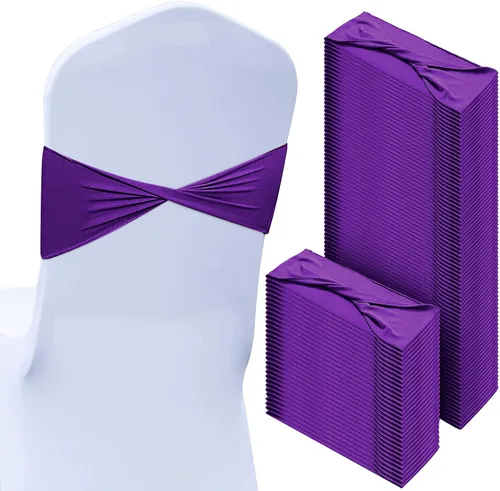 Miniatura 19 de CHENGU 100 piezas Cintas elásticas de elastano para sillas, lazos simples, bandas para sillas de boda real sin hebilla, decoraciones de cumpleaños