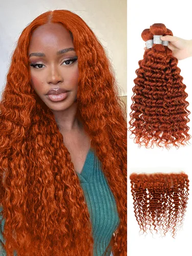 Miniatura 48 de P4/27 Cabello Humano Solitario de Onda Profunda con Reflejos Rubios Miel, 12A 100% Tejido Brasileño Virgen Ondulado Grueso con Mechas Ombre Marrón