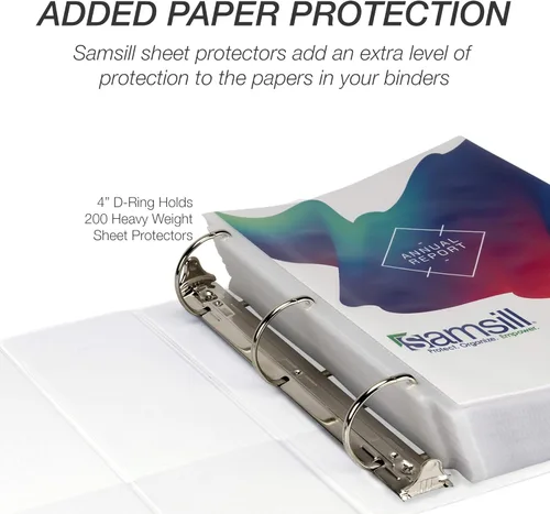 Miniatura 5 de Samsill Carpeta duradera de 4 pulgadas, fabricada en los Estados Unidos, carpeta transparente personalizable con anillo en D con bloqueo