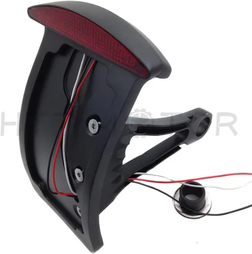 Miniatura 2 de MT301-A-BK Soporte de matrícula curvado lateral negro con luz LED de freno trasera, 7/8 pulgadas o 1 pulgada de ejes, compatible con Suzuki Kawasaki