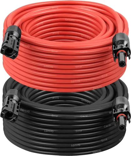 Miniatura 13 de Cable de extensión solar 10AWG de 20 pies – Paquete de 2 cables fotovoltaicos rojos y negros con conectores solares, cobre estañado de 84 hebras