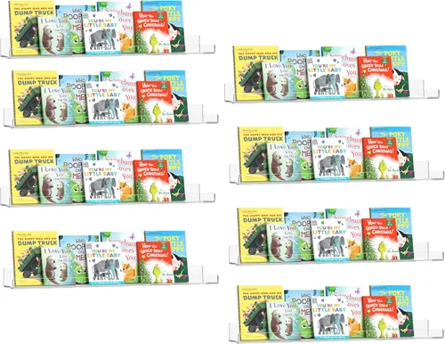 Miniatura 13 de HBlife Estantería flotante de pared invisible de 48 pulgadas para niños y guardería, estantes de acrílico transparente para figuras, 16 pulgadas