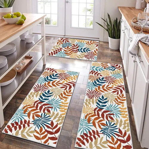 Miniatura 17 de Bsmathom Conjunto de Alfombras de Cocina Boho 3 Piezas, Alfombra de Cocina Antideslizante de Estilo Granja, Alfombras de Cocina Lavables