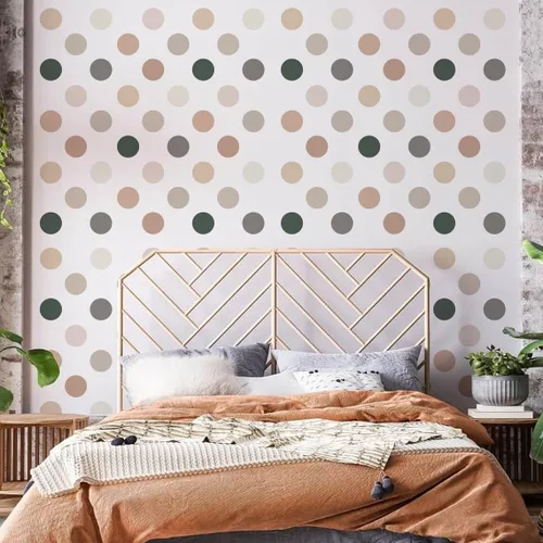 Miniatura 3 de 50 calcomanías neutras de puntos bohemios – Decoración de pared de círculos pastel para cuarto de bebé, habitación de niños – murales de vinilo