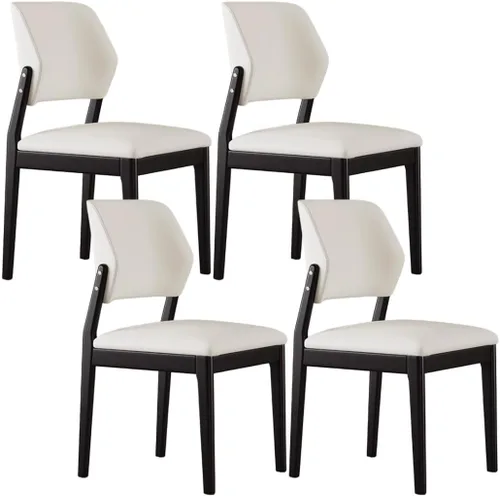 Miniatura 15 de YVYKFZD Wooden Dining Chairs Set, Leather Dining Room Chair, Upholstered Kitchen Chairs with Curved Backrest, Armless Living Room Chair, for Bedroom