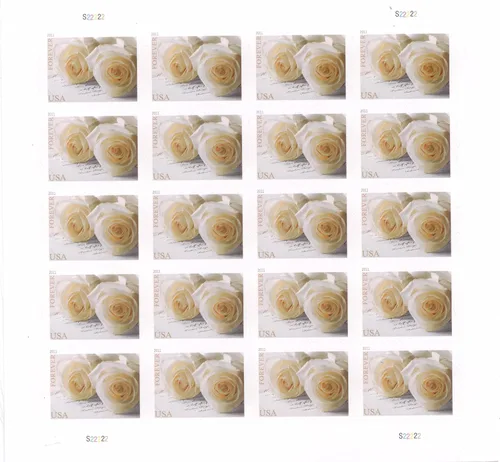 Miniatura 2 de USPS Serie 575900 Sello Conmemorativo de Rosas de Boda Scott 4520 Hoja de 20 Sellos Forever Stamps