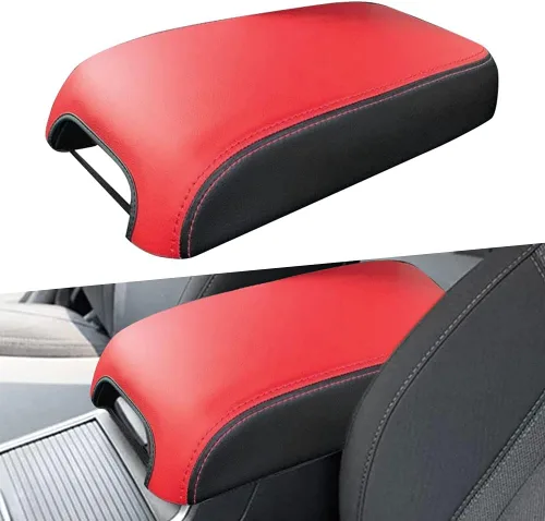 Miniatura 11 de sportuli Funda de cuero antiarañazos para reposabrazos de repuesto para Dodge Charger Chrysler 300 300C 2011-2023 2024 (costuras negras)