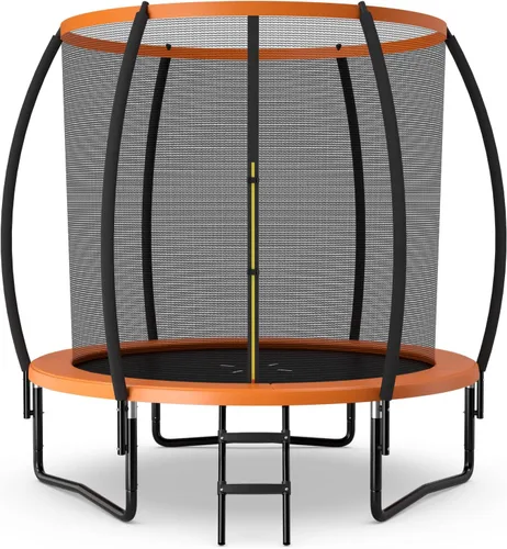 Miniatura 12 de Goplus Trampolines recreativos de 8 pies, 10 pies, 12 pies, 400 libras, trampolín para exteriores con cierre, escalera antideslizante, tecnología