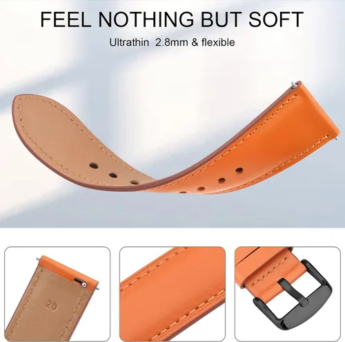 Miniatura 2 de Leather Watch Bands 20mm 22mm Quick Release Watch Strap, Classic Genuine Leather Wristband for Women Men