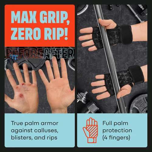 Miniatura 2 de Mava Sports Guantes de levantamiento de pesas con soporte de muñeca, guantes de entrenamiento, guantes de gimnasio, ideales para entrenamiento