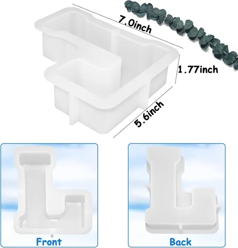 Miniatura 2 de Moldes de letras grandes de 7 pulgadas para resina, molde de fundición de epoxi del alfabeto mayúscula 3D de la A a la Z, molde de vela de silicona