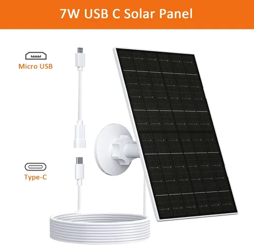 Miniatura 2 de Zivif Panel solar de 7 W para cámara de seguridad, cargador de panel solar USB C de 5 V compatible con cámara de batería recargable, IP65