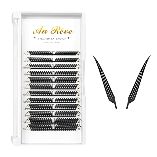 Miniatura 50 de Extensiones de pestañas YY, extensiones de pestañas Y, rizo D, 0.003 in, 0.472 in, bandeja mixta en forma de Y, volumen 4D, pestañas postizas de uso