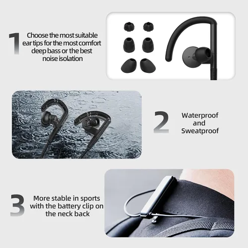 Miniatura 5 de SoundMAGIC ST80 - Auriculares Bluetooth con banda para el cuello, impermeables, con sonido estéreo de alta fidelidad, con cable, desmontables