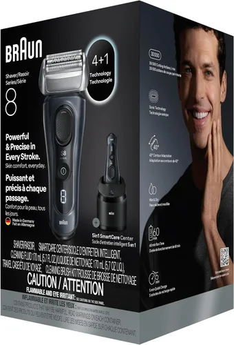 Miniatura 10 de Braun Series 8 8560cc Maquinilla de afeitar eléctrica para hombre, 4+1 elementos de afeitado y recortador de precisión para cabello largo, centro