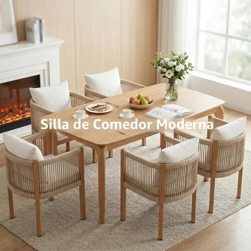 Miniatura 8 de Juego de 2 sillas de comedor al aire libre, juego de muebles de patio de mimbre con reposabrazos, respaldo acolchado, sillas de comedor de barril
