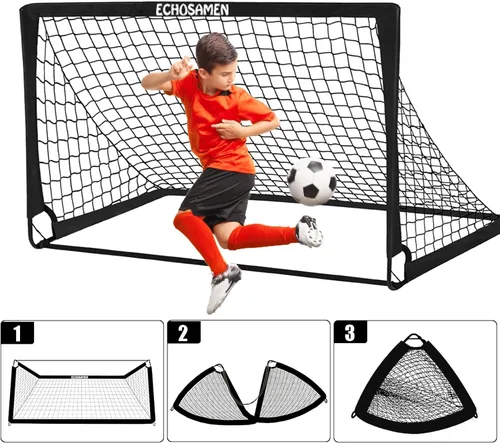Miniatura 5 de Porterías de fútbol para niños para el patio trasero, juego de 2 porterías de fútbol de 6 x 4 pies para niños con red de fútbol, 10 conos de fútbol