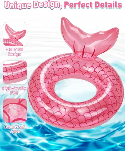 Miniatura 3 de HeySplash Pool Floats Kids, Inflatable Swimming Ring Swim Tube Floaties, Summer Water Fun Beach Party Swimming Pool Toys for Kids Children Water