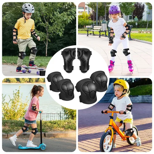 Miniatura 6 de Rodilleras para niños, rodilleras y coderas, conjunto de equipo de protección para niños y niñas con protectores de muñeca 3 en 1 para patinaje