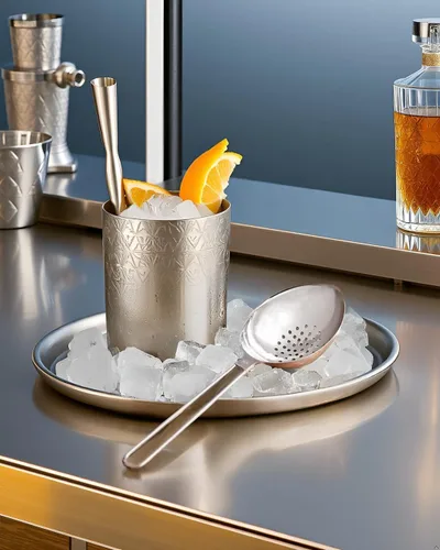 Miniatura 5 de Cuchara de hielo resistente con orificios de drenaje, mango de bucle largo, cucharas de fácil agarre para hielo, frutas, coberturas