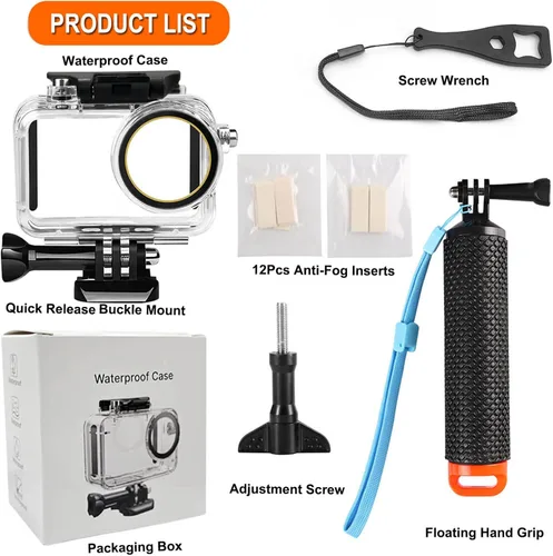 Miniatura 2 de BO&DQQ Carcasa Subacuática Impermeable Compatible con DJI Osmo Action 5 Pro/Action 4/Action 3, Funda de Cubierta de Buceo de 50 m/164 pies con Kit