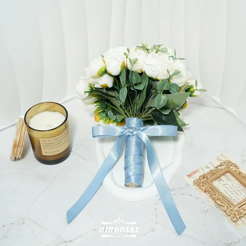 Miniatura 4 de Cinta azul polvorienta de 5/8 pulgadas, cinta de satén azul polvoriento, cinta de boda para envolver regalos, cinta de regalo, cinta sedosa