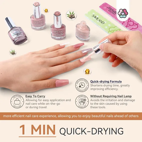 Miniatura 2 de SAVILAND Juego de esmaltes de uñas: kit regular de esmalte de uñas de secado rápido, color burdeos, rojo oscuro, morado, verde, con base de aceite
