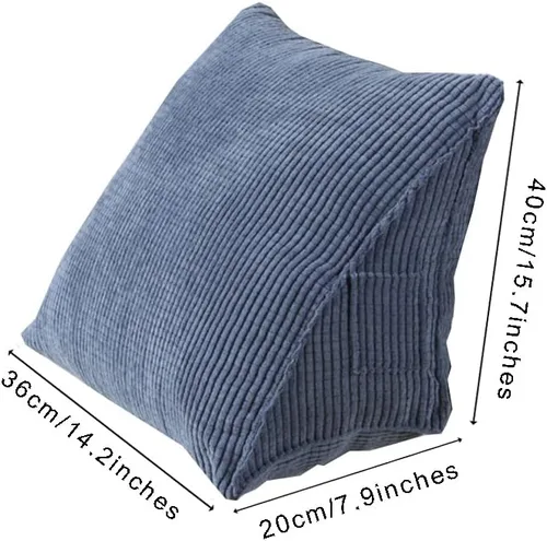 Miniatura 2 de Cojín de pana de algodón PP de alta elasticidad para respaldo, cojín de posicionamiento, almohada de lectura (azul)