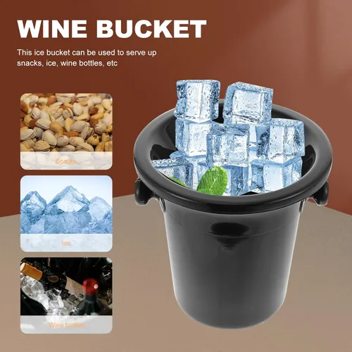 Miniatura 3 de UPKOCH Paquete de 2 cubos de hielo para escupitón de vino con asas dobles de 4.5 L, redondas, tinas negras de polipropileno para eventos de cata