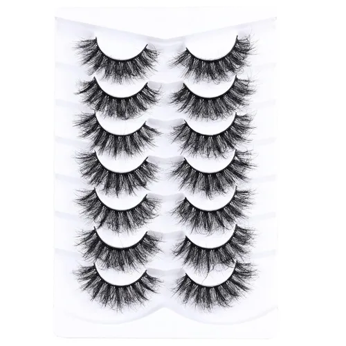 Miniatura 3 de Mebver Pestañas Pestañas postizas 8D Esponjosas Pestañas postizas Wispy de Visón Sintético Ligeras Pestañas postizas de Ojo de Gato Paquete de 7