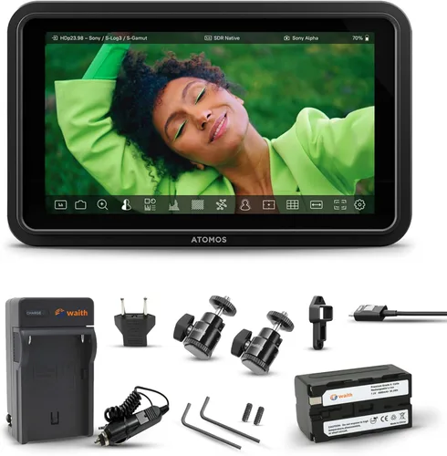 Atomos Shinobi II - Monitor de cámara HDMI de 5.2" con pantalla táctil HDR | Monitor ligero para fotografía con batería, cargador y montaje de
