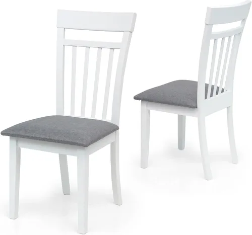Miniatura 3 de Dining Kitchen Set of 3 Square Table and 2 Side Warm Chairs Classic Solid Wood in White Finish