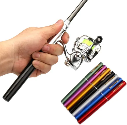 Miniatura 8 de Lixada - Juego de Carrete y Caña de Pescar Mini Bolígrafo Caña de Pescar Telescópica Kit de Caña de Pescar Plegable Caña de Pescar Giratoria