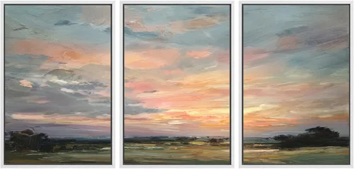 Miniatura 119 de SIGNWIN Lienzo enmarcado para pared, juego de arte de puesta de sol, horizonte, cielo, paisaje, fotografía, arte moderno, paisaje, relajante