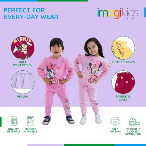 Miniatura 5 de Disney Conjunto de sudadera de vellón y pantalones deportivos para niñas, tallas de recién nacido a niño grande (recién nacido - 14-16)