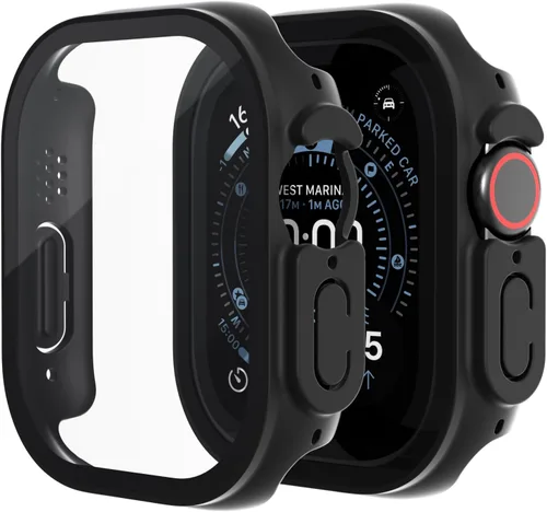 Miniatura 16 de Paquete de 2 fundas de vidrio templado compatibles con Apple Watch, protector de pantalla de policarbonato duro, protección general ligera contra