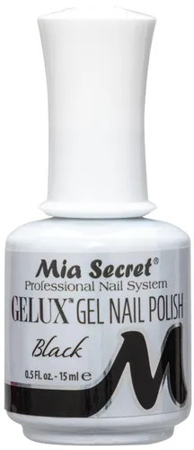 Mia Secret Gelux Esmalte de Uñas en Gel Removible con Remojo - Negro - Curado con Lámpara de Uñas - Esmalte de Uñas en Gel de Larga Duración para