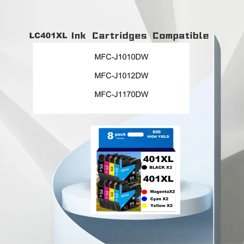 Miniatura 2 de LC401XL - Cartuchos de tinta para impresora Brother compatibles con Brother LC401, cartuchos de tinta para impresora Brother MFC-J1010DW MFC-J1012DW