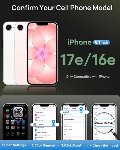 Miniatura 2 de Funda para iPhone 16e tipo cartera, soporte integrado, tarjetero y cubierta para lente de cámara, protección de cuerpo completo, resistente, Negro