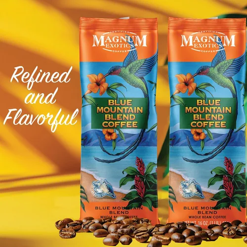 Miniatura 6 de Magnum Exotics Coffee Blue Mountain - Mezcla de café tostado medio ligero, grano entero, hecho de granos 100% arábica, sabor rico y suave, tostado