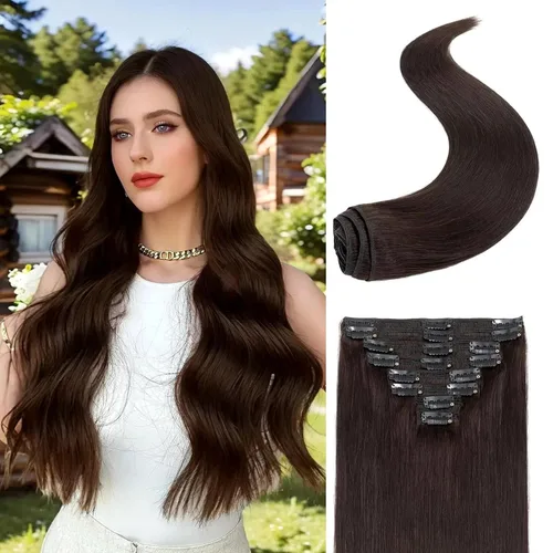Miniatura 18 de 8Pcs Clip in Hair Extensions Real Human Hair, 140G 18 Inch Ash Blonde Mix Bleach Blonde 18P613