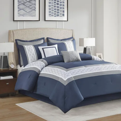 Miniatura 8 de 510 DESIGN Juego de edredón tamaño Queen, edredones estilo hotel para cama de tamaño Queen, con bordes bordados y piezas para todas las estaciones