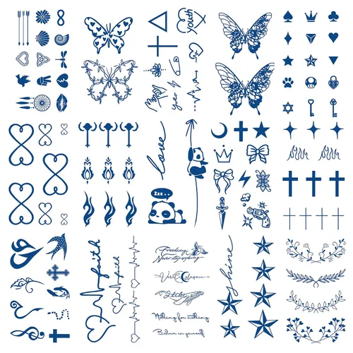 Miniatura 2 de Tatuajes falsos diminutos, 15 hojas semipermanentes en inglés temporales, pequeñas citas inspiradoras palabras tatuajes para mujeres adultas, cara
