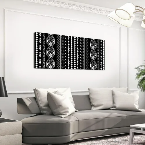 Miniatura 3 de Erosebridal Bohemian Wall Decor 12"x16" 3 Piece Country Southwestern Canvas Wall Art Boho Aztec Arrows Diamond Poster Print Black Gray Geometric