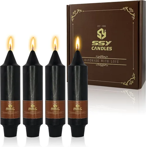 Miniatura 52 de Candelabros cortos de 5 pulgadas con velas cónicas verde oscuro, 4 piezas para cena, hogar, boda, fiesta, decoración
